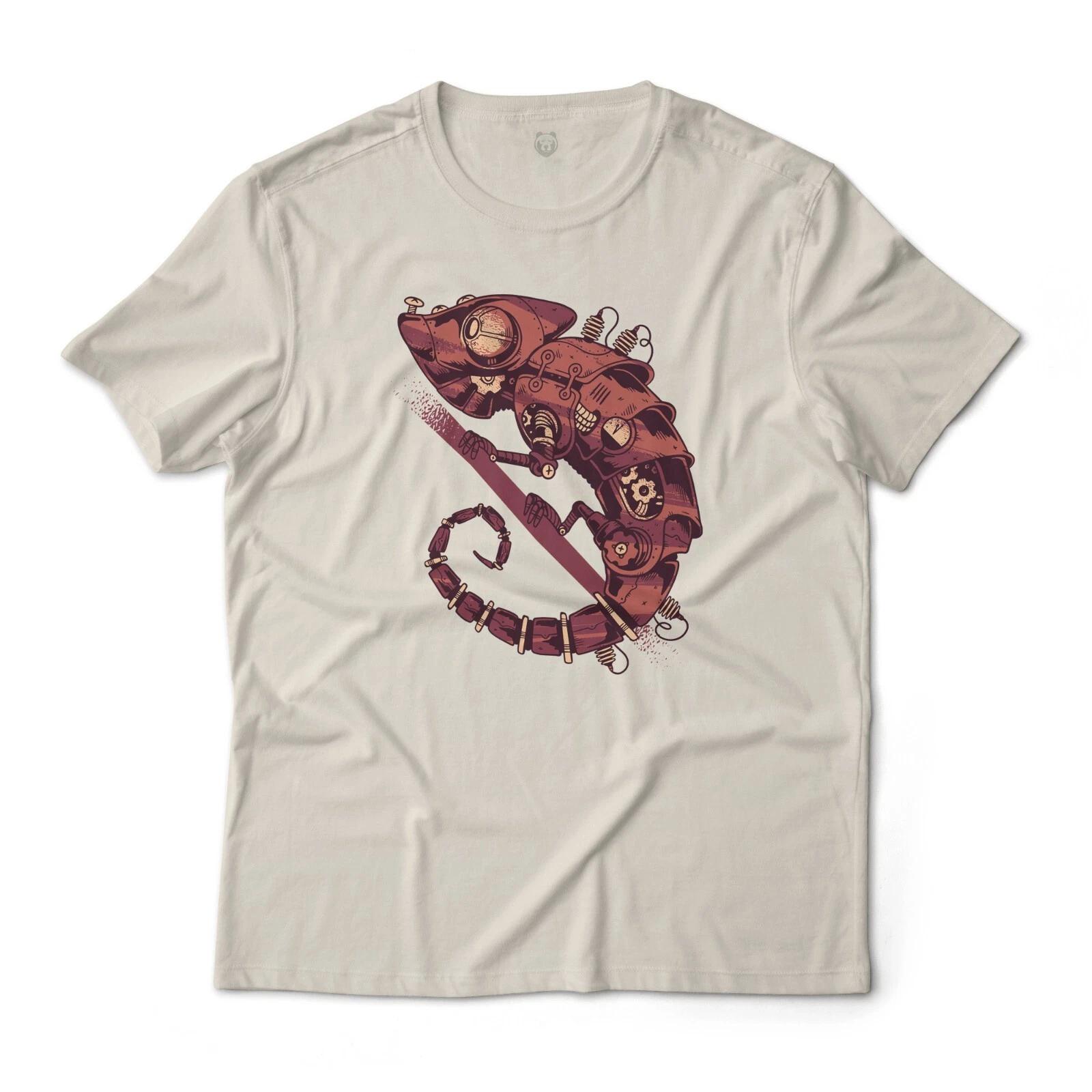 Steampunk Chameleon Lizard Fantasy Art Graphic T-T-Shirt Unisex Lightweight Cotton 3XL