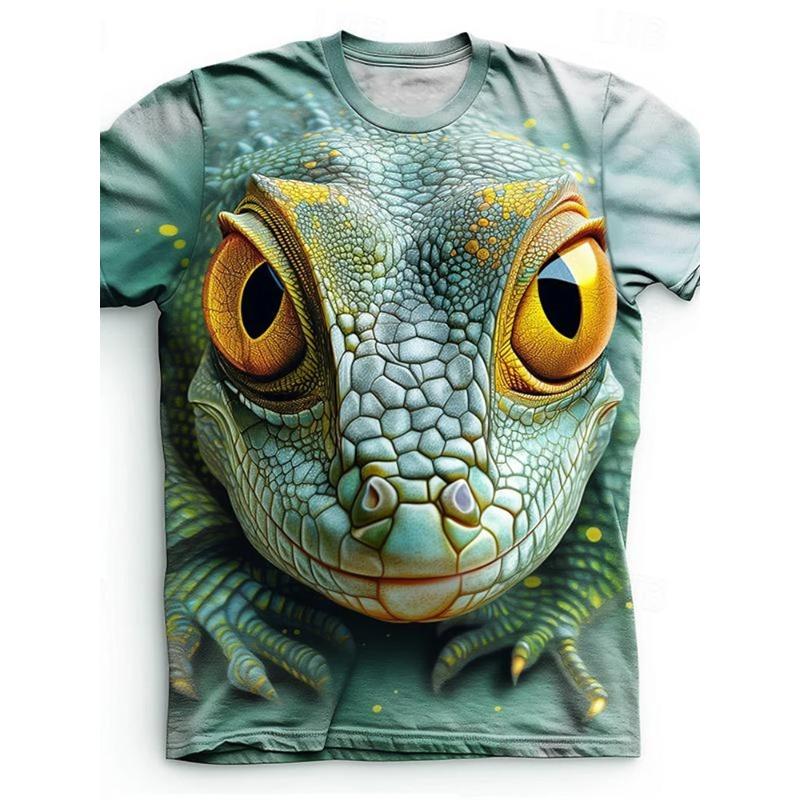 3D Frog Print Men's T-Shirt Summer Street Everyday Casual Fashion Loose Comfortable Short Sleeve Top Creative Animal T-Shirt
