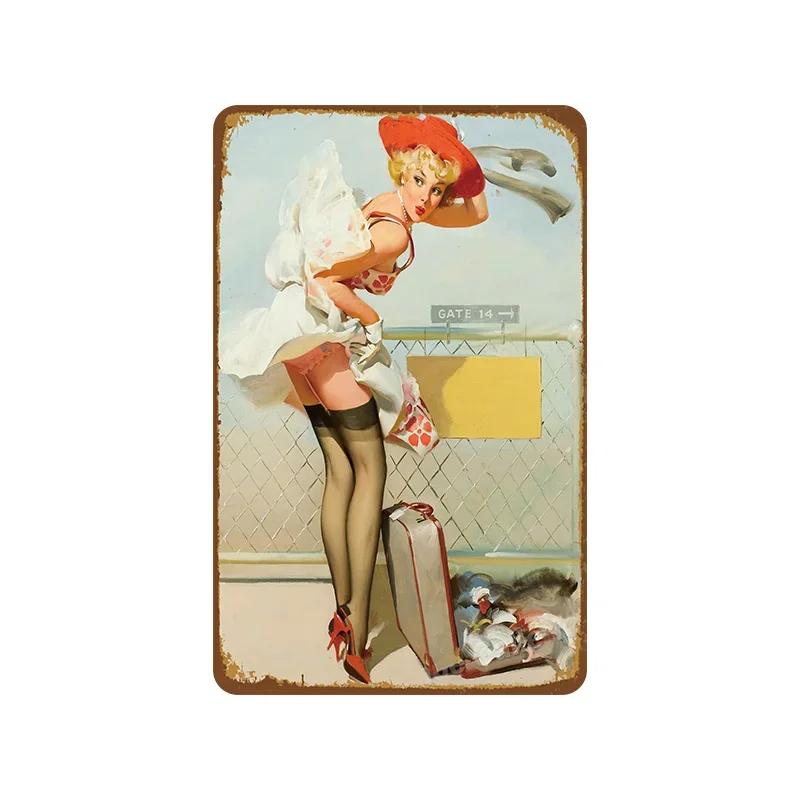 

8 *12 Винтажные сексуальные девушки металлические знаки ретро гараж арт декор настенные таблички постеры бар клуб паб индивидуальный декор дома 20x30cm
