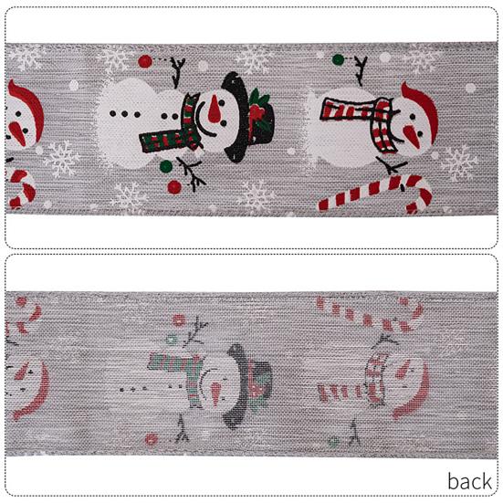 Christmas Snowman Ribbon Rustic Holiday Wired Edge Ribbon for Gift Wrapping DIY Christmas Tree Bows Wreaths Craft Decoration