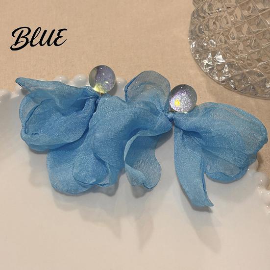Simple Fashion Earrings Women Mesh Petal Drop Handmade Large Chiffon