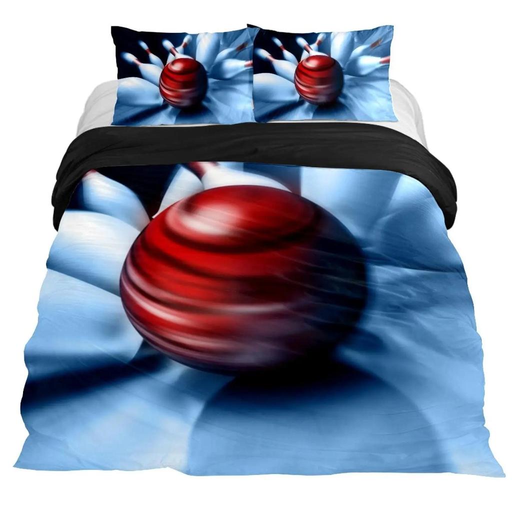 Men Bowling King Queen Duvet Cover Sports Competition Bedding Set Ball Games Starry Sky Comforter Cover Polyester Quilt Cover