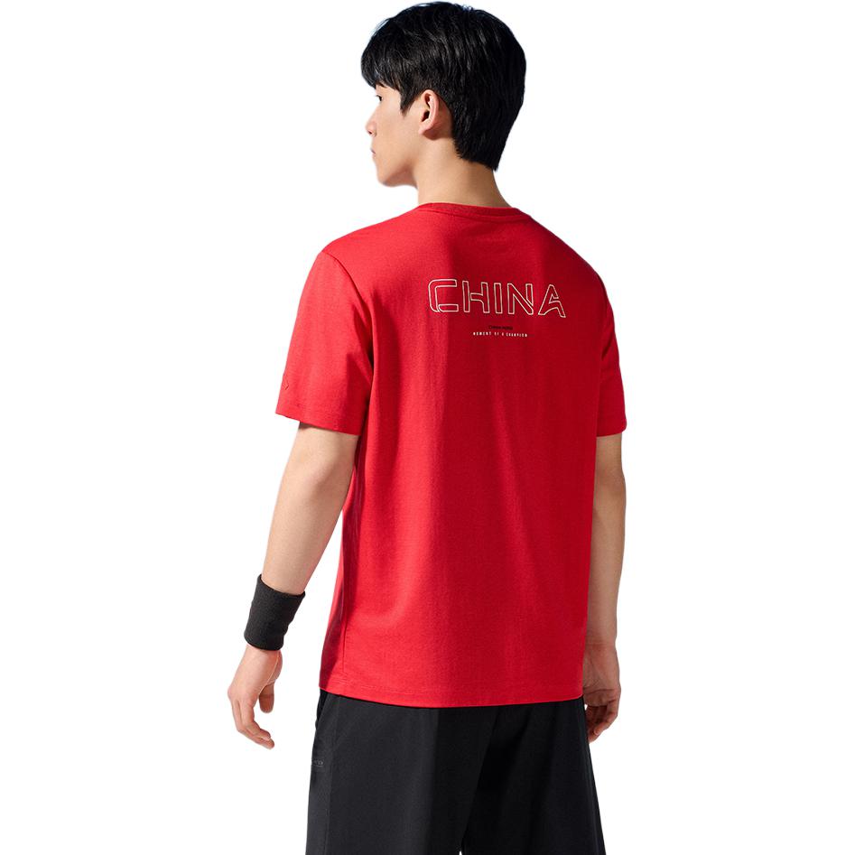 Anta Training Series Letter Round Neck Moisture Wicking Pullover Short Sleeve T-Shirt Men Tops Classic-Red 152427160-2