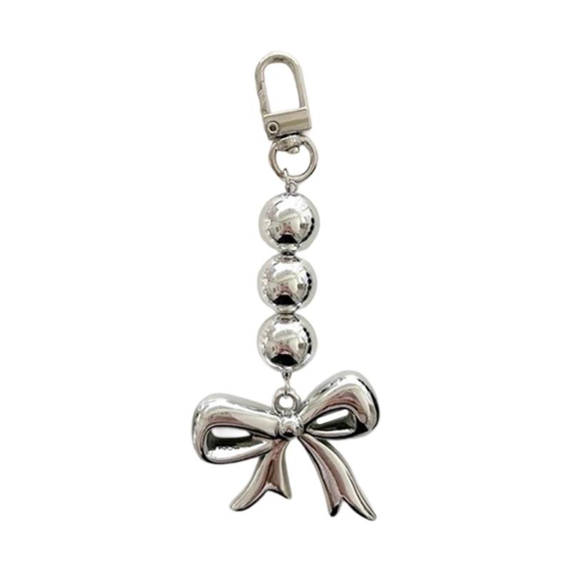 Trendy Bowknot Bead Charm Keychain For Handbags Handmade Key Holder Lightweight Accessory For Purse Backpack