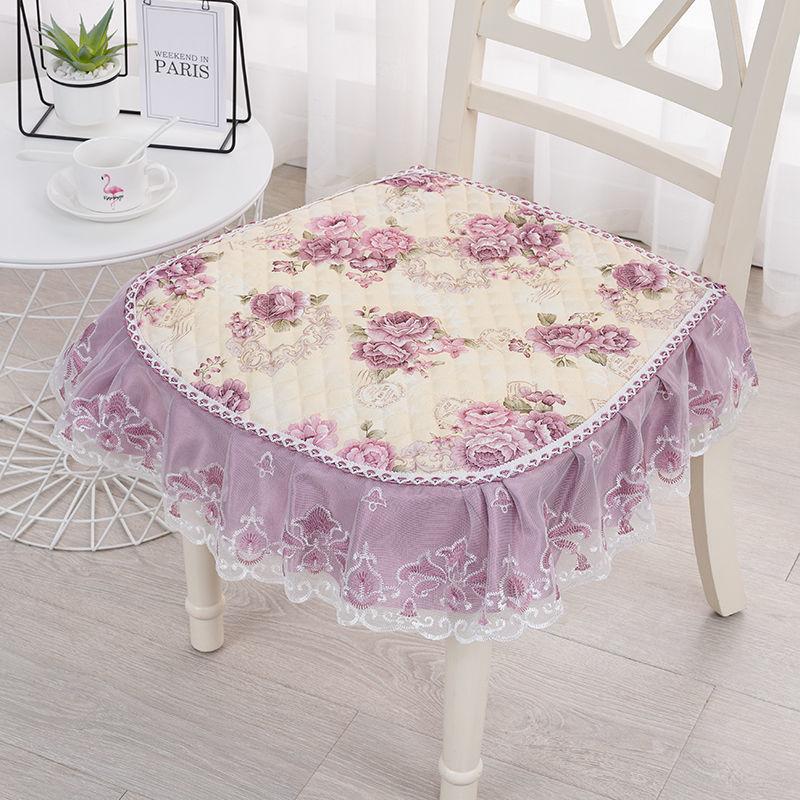 Home Decorat Europe Home Dinning Chair Cushion Anti-slip Seat Pad with Bandage Office Cushions Four Seasons Soft Sit Mat 2pcs Lace Hem Stool Cushion 4345cm 2pcs 1550₽
