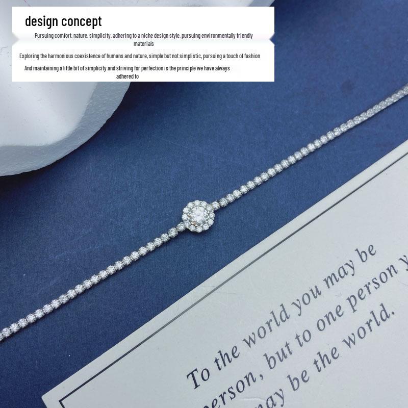 S925 Sterling Silver Zirconia Circle Bracelet: Light Luxury & Versatile Design