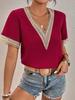 Fashion 2025 Short Sleeve Chiffon Shirt Hollow Out Embroidery White Blouses Women Tops Elegant V-neck Office Casual Shirts 21064