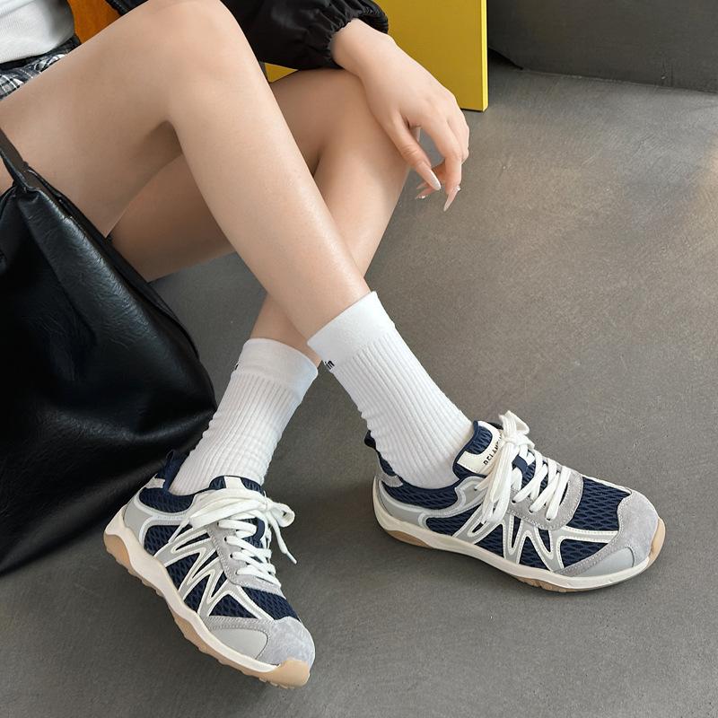 Leather Women's Autumn New Mesh Breathable Outdoor Sports and Leisure Shoes Jogging Light