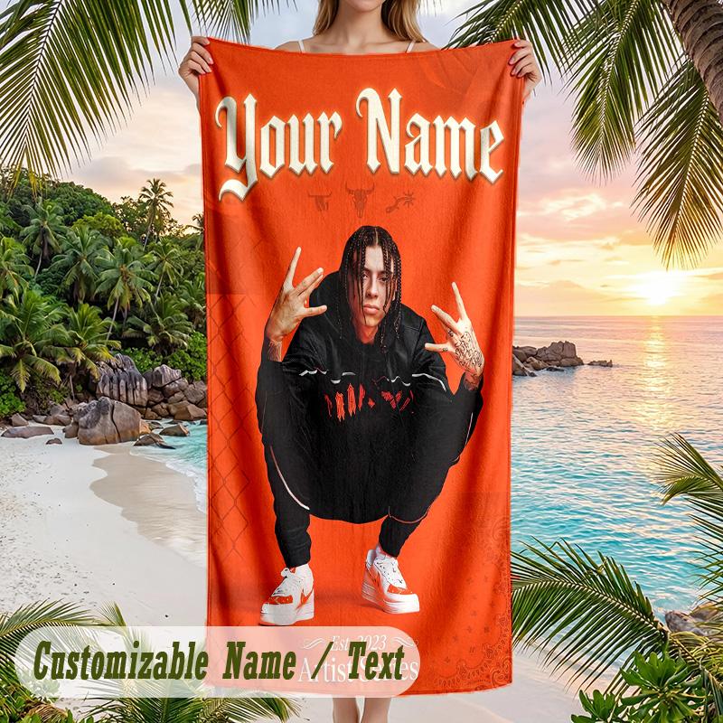 Central Cee Beach Towel, Personalized Custom Name Text, Quick Dry Large Absorbent Towel For Beach Pool