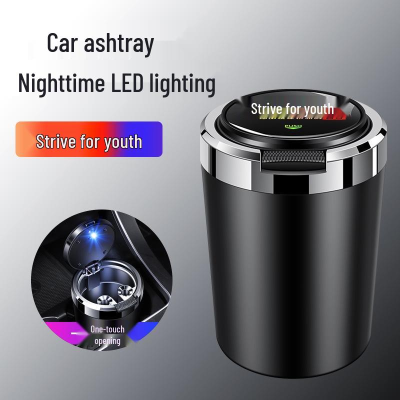 Dongfeng Car Ashtray: Stainless Steel, Flip-Top, Trendy Design