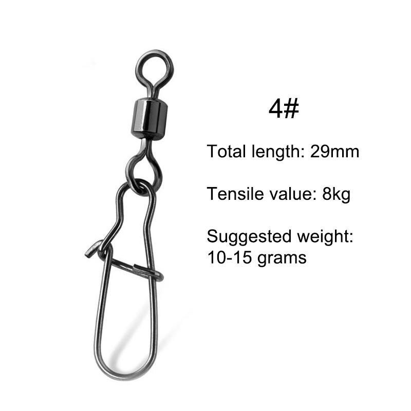 40 Pcs Stainless Steel Fishing Connector Pin Bearing Rolling Swivel Snap In Box Fishing Tackle Accessories For Lure Hook