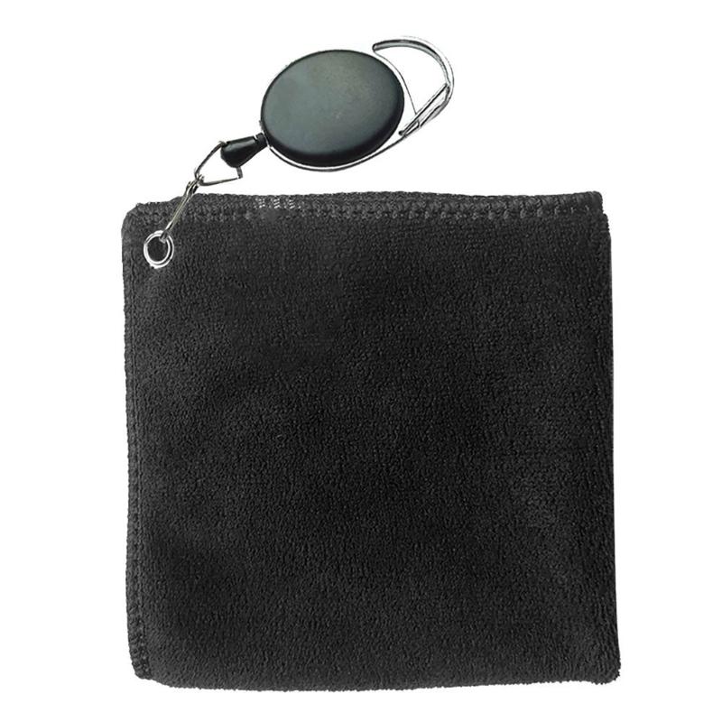 

Golf Ball Cleaning Towel Cotton Material,Golf Towel Golf Cleaning Cloth Soft and Absorbent Retractable Hook Included чёрный