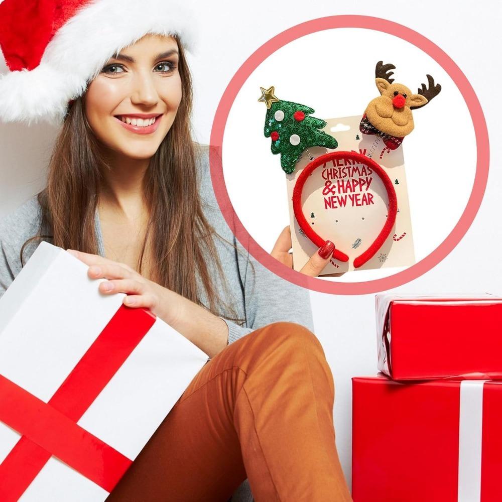 Christmas Head Toppers Antlers Christmas Tree Stylish Headband Merry Christmas Happy New Year Santa Claus Hair Band for Kids