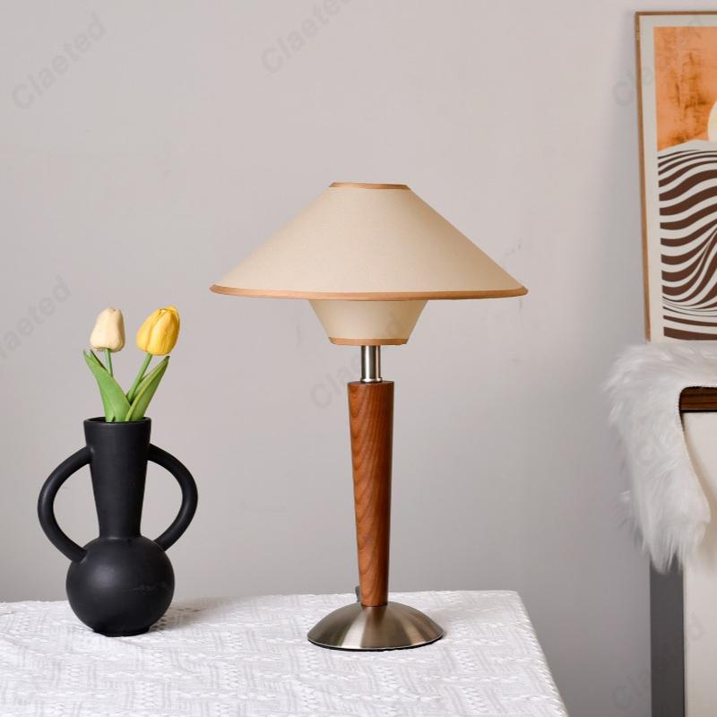 

Retro Simple LED Advanced Solid Wood Desk Lamp Study Bedroom Bedside Decorative Atmosphere Lighting Lamps US plug