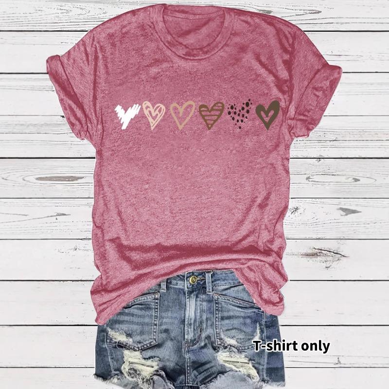 Women's Summer Premium Sense of Fashion Heart Pattern New Short-sleeved T-shirt