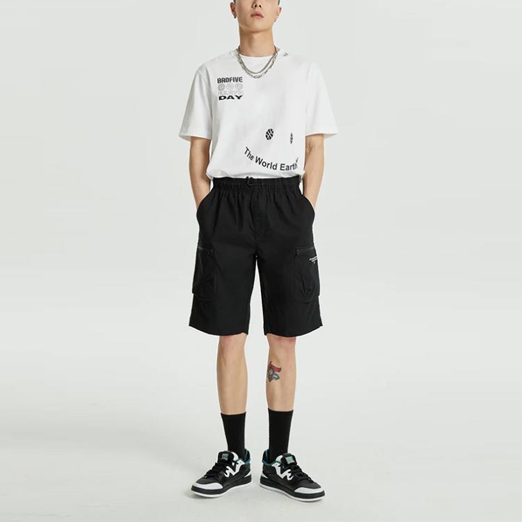 Li Ning Badfive Sports Basketball Series Loose Zipper Pocket Sports Shorts Men shorts Black AKSR157-3