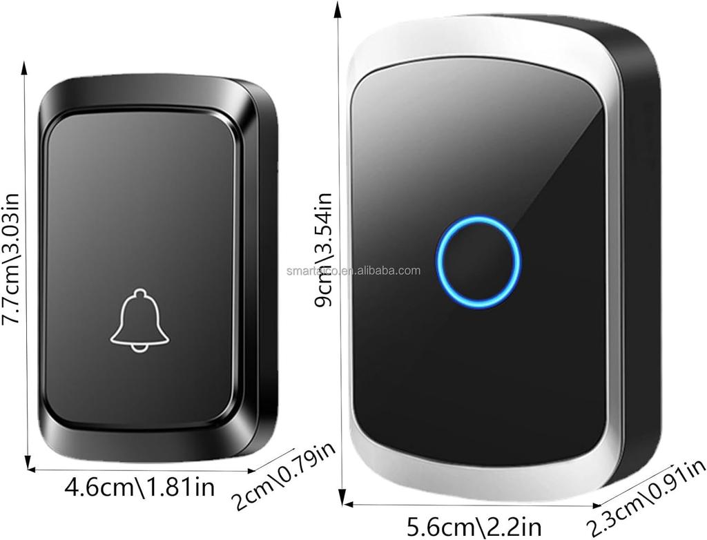 CD Quality Sound and LED Flash Mini Waterproof Wireless Doorbell Operating at Over 1000 Feet Wireless Door Bell