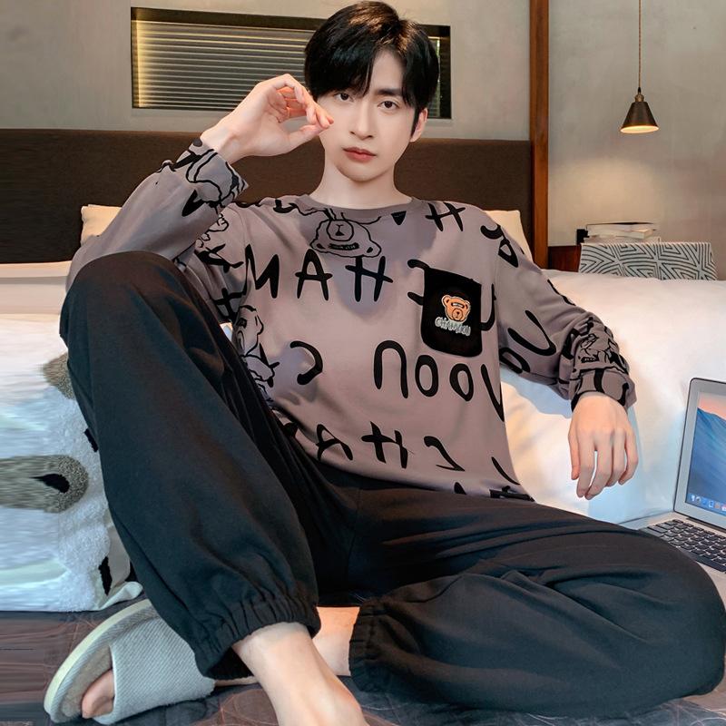 Pijamale noi de primăvară și toamnă pentru bărbați, costum de casă, studenți adolescenți, largi, de agrement, mărime mare, lenjerie de corp, pijamale, costum de casă