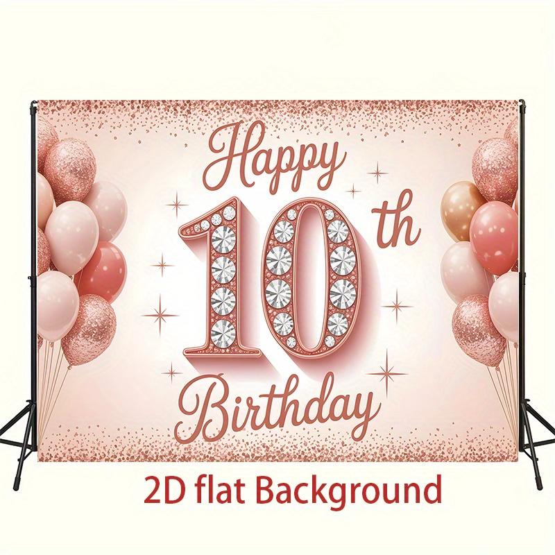 1pc Christmas & Birthday 10th Glitter Balloon Party Banner Polyester