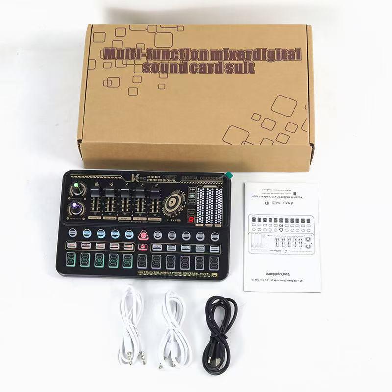 F998 Sound Card & Microphone Set with Type-C Adapter for Mobile Recording, Streaming, and Podcasting