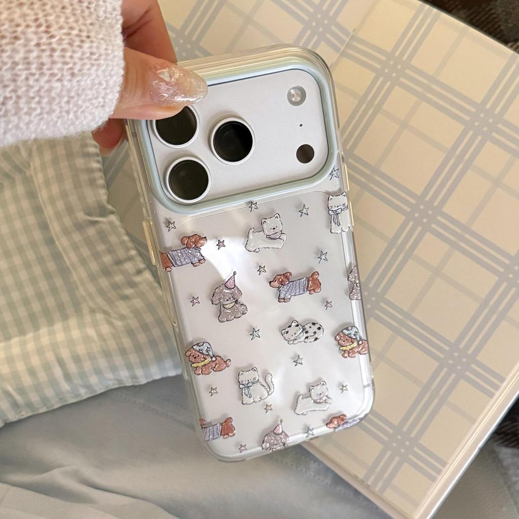 Cartoon Glitter Puppy Phone Case for iPhone 16, iPhone 17, and iPhone 17 Pro Max