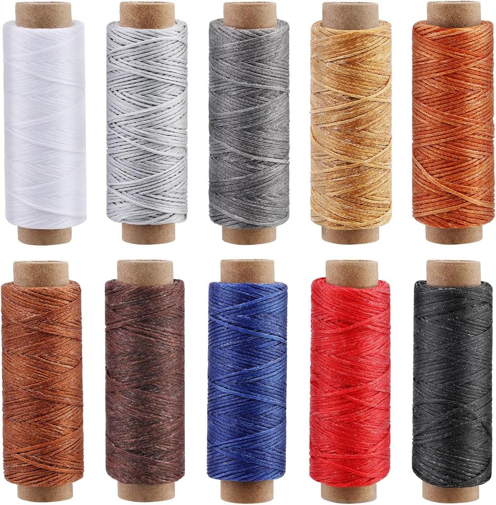 Hilo Encerado de 10 Colores, Hilo de Coser para Cuero Colorido, 55 Yardas por Color, Hilo de Coser, Hilo para Coser a Mano, Costura a Mano de Cuero y Encuadernación