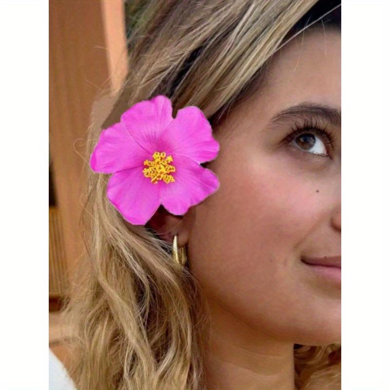 Hawaii Flower Hair Clips, Suitable for Women, 4 Pieces Artificial Flower Hair Clips, Hibiscus and Lotus Flower Hair Clips, Suitable for Beach Party