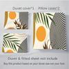 Explosive Bed Three-Piece Set Geometric Lines And Leaves Digital Printing Quilt Cover Home Textile 3-Piece Set