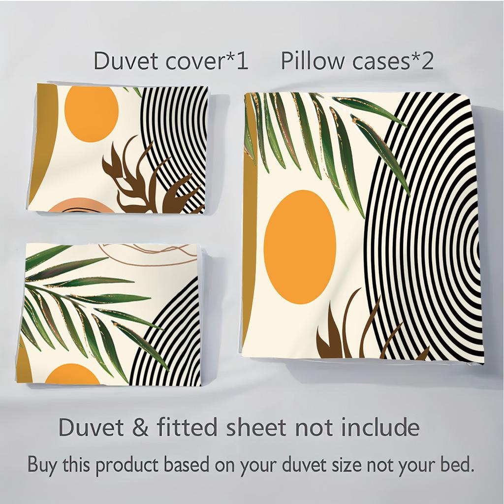 Explosive Bed Three-Piece Set Geometric Lines And Leaves Digital Printing Quilt Cover Home Textile 3-Piece Set