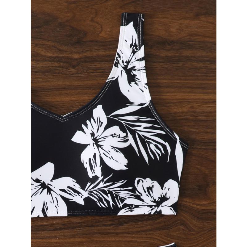 Hot-selling Split Swimsuit Multi-color Printed Sports Splicing Swimsuit Two-piece Set BIKINI Women