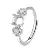 Octagonal Rose Cut Zirconia Women's White Gold Open Copper Ring Setting - DIY Imitation 925 Silver