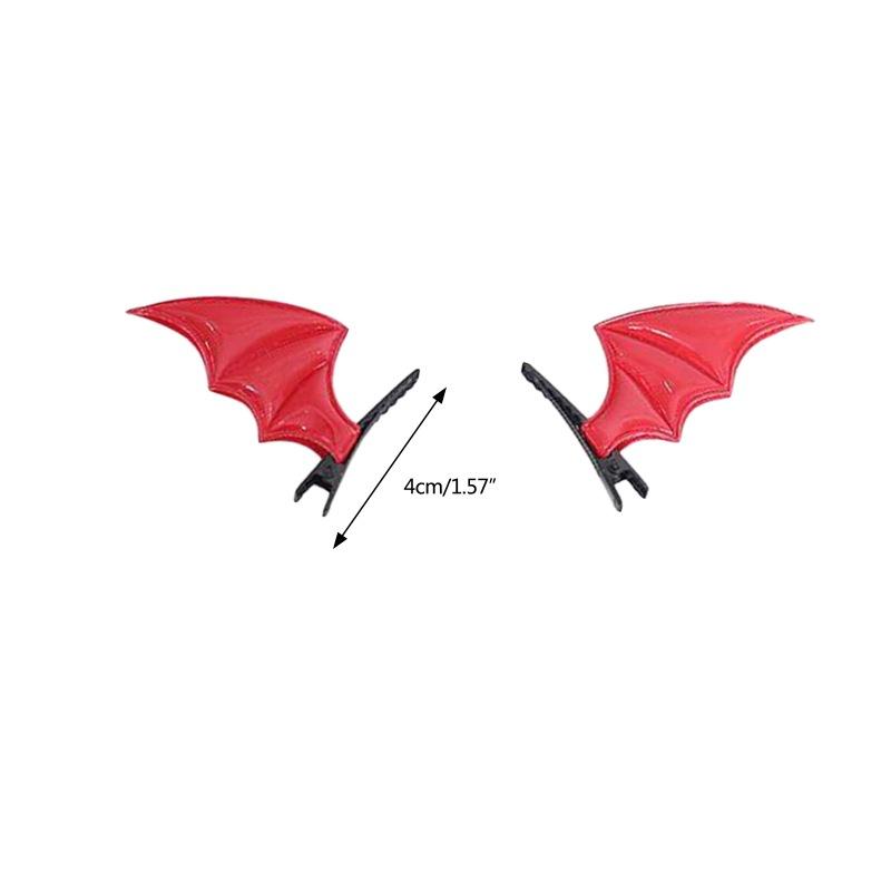 2PCS Dark Cute Devil Hair Clip Edge Clip Halloween Hair Clip Black Bat Wings Lolita Headpiece Gothic Style