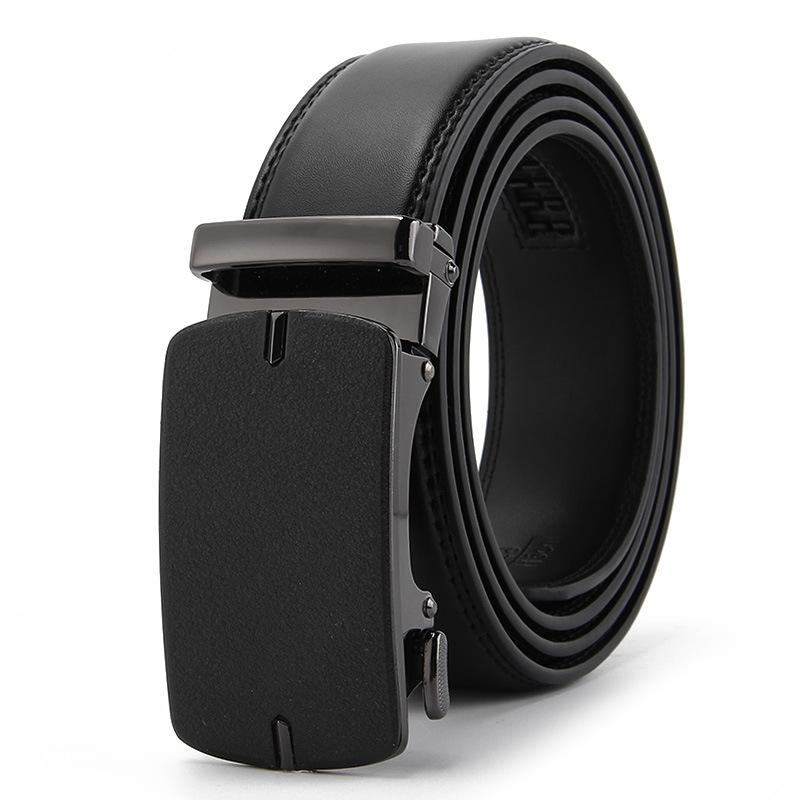 Frosted Automatic Buckle Edge Two-Layer Cowhide Belt, Business And Leisure Men'S Trendy Belt