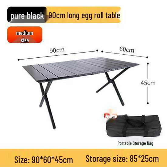 Folding Metal Carbon Steel Roll-up Camping Table and Chair Set