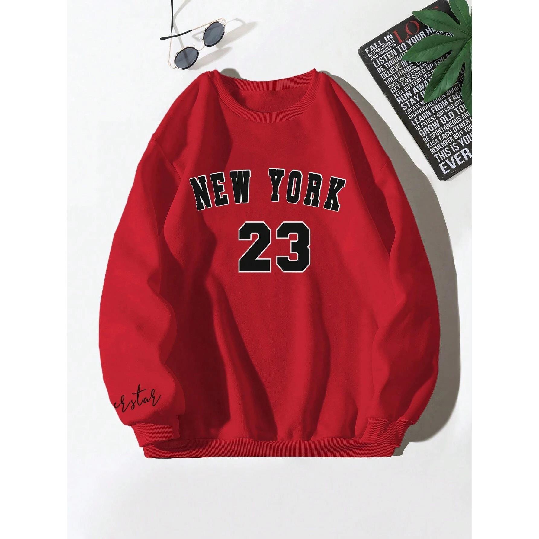 

Письмо Нью-Йорк 23 Печать Толстовки Осень Зима Мужские Толстовки Уличные Тренды Пуловеры Удобная Одежда XXL