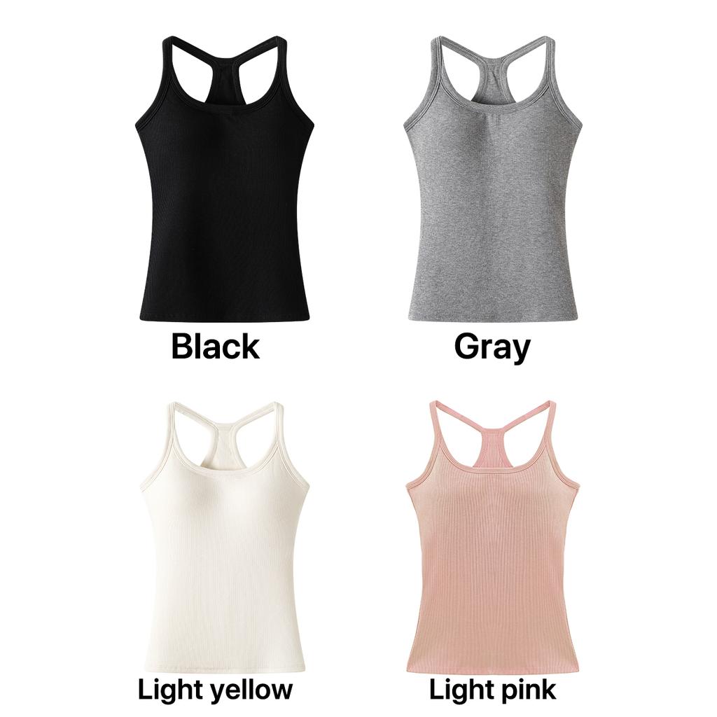 Slim Fit Women Sleeveless Camisole Solid Color Elastic Ribbed Tank Top Soft Basic Daily Wear Vest