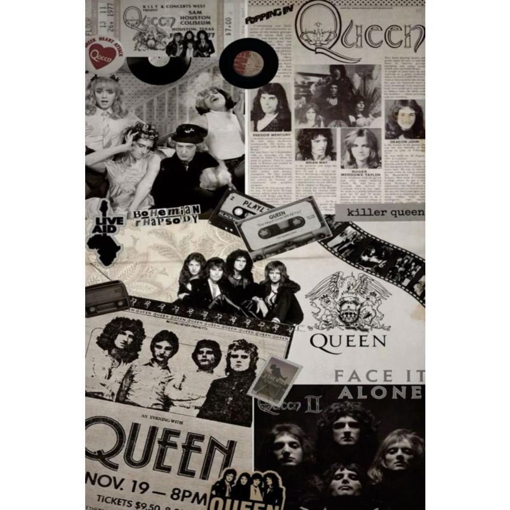 Metal Queen Band Wall Decor, Handmade 3D Tin Art for Living Room Bedroom Music Studio