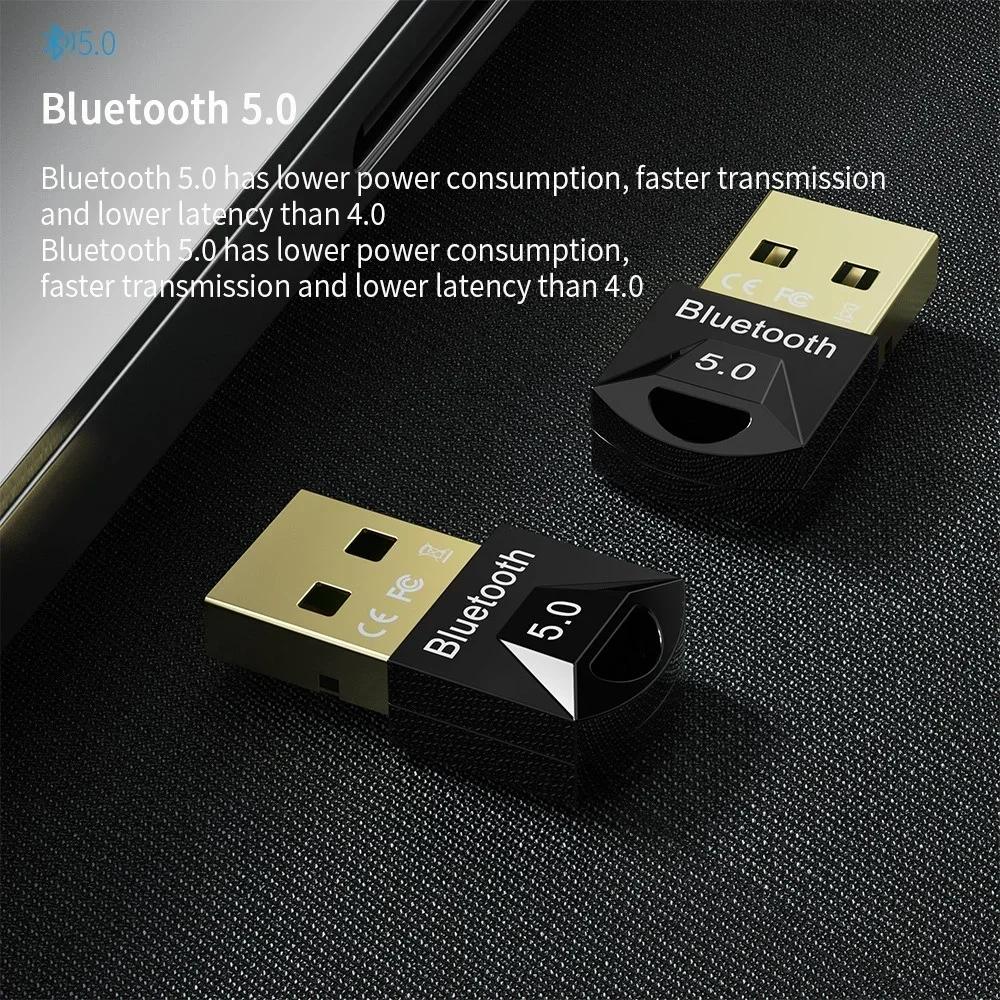 Bluetooth 5.0 USB Dongle Adapter PC Wireless Audio Receiver Transmitter Mouse Speaker aptX Compatible