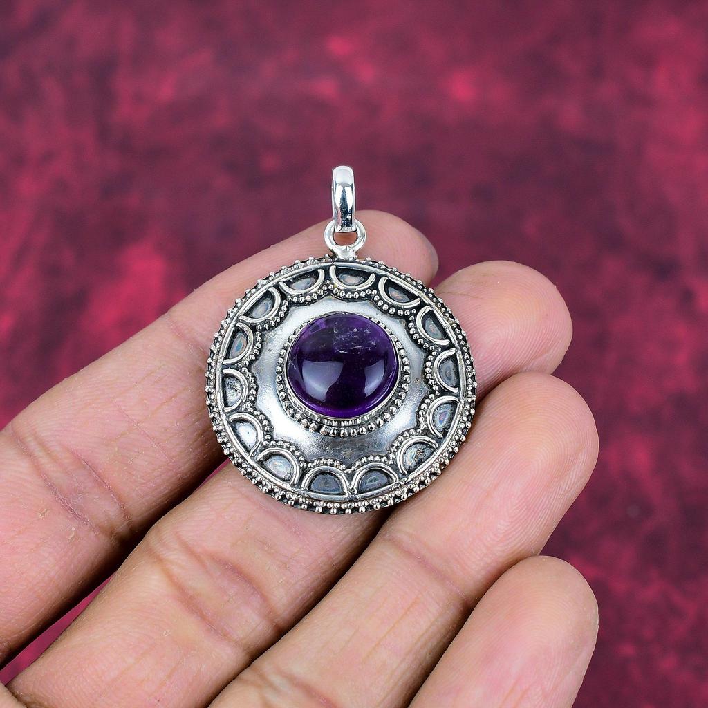 Amethyst Pendant Gemstone Jewelry, 925 Solid Sterling Silver Pendant, Gift For Women Handmade Pendant