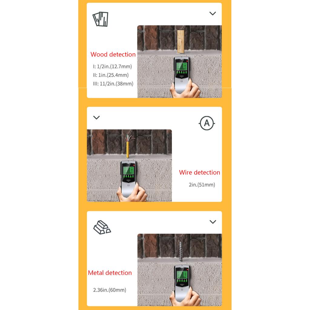 Handheld Wall Scanning Sensor Electronic Wall Center Location Detector for Wood AC Wire Detection 5 in 1 Stud Detector