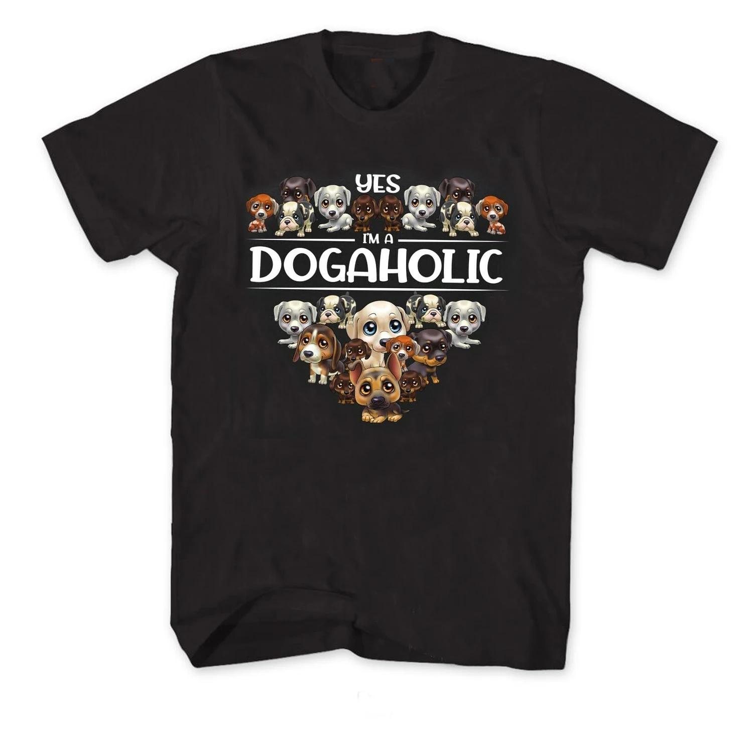 

Yes, I m A Dogaholic. Funny Dog Lovers Gift T Shirt 100% Cotton Short Sleeve O-Neck T-shirt Casual Mens and Womens Top - Men ... S разноцветный