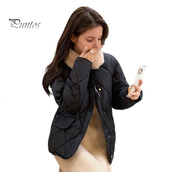 

Женское зимнее хлопковое пальто с плюшевым отложным воротником, ветрозащитная куртка с длинными рукавами, утолщенное однобортное пальто с подкладкой M чёрный
