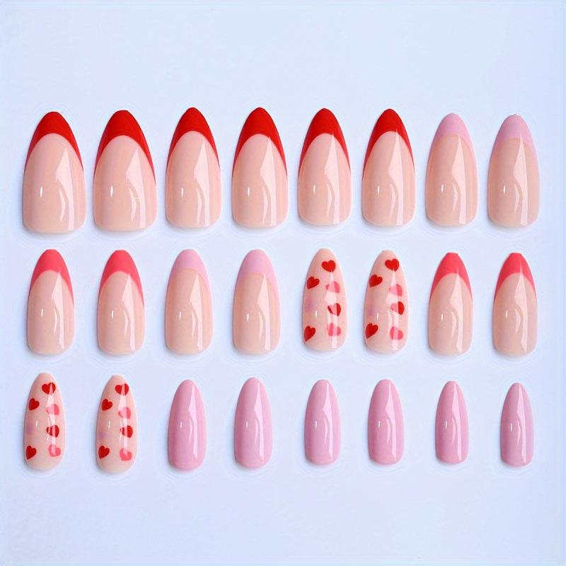24 pieces of almond French boutique wearing nail simple love high-end nail art