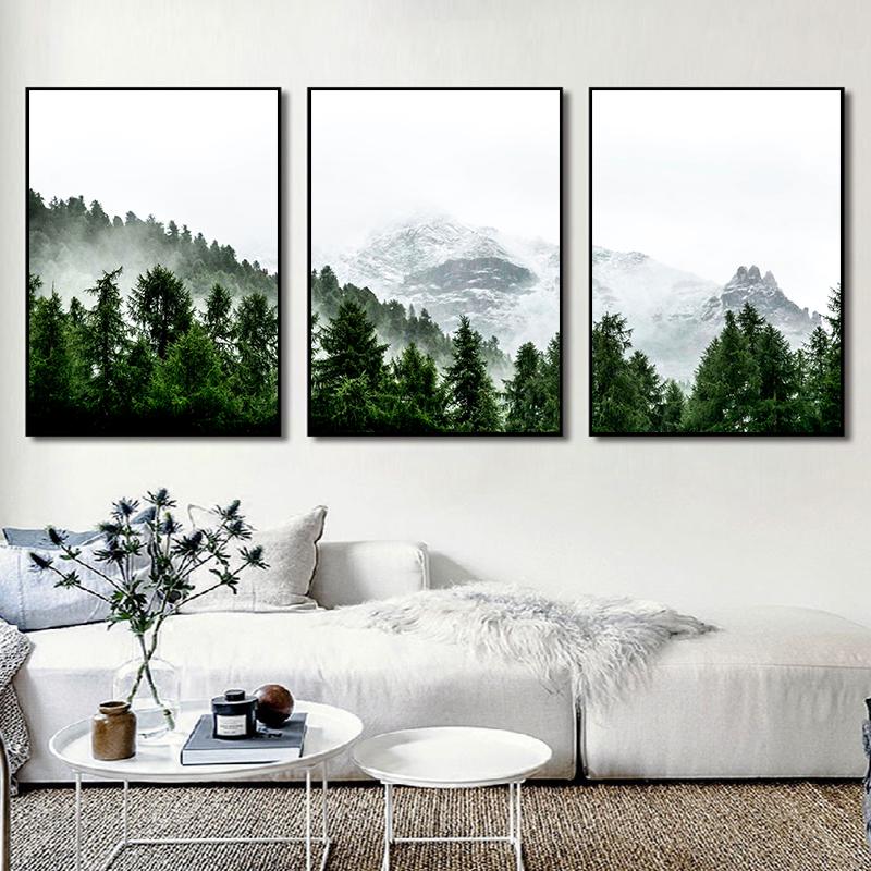 Foggy Forest Wall Art Canvas Painting Scandinavian Poster and Print Nature Landscape Nordic Decoration Picture Modern Home Decor