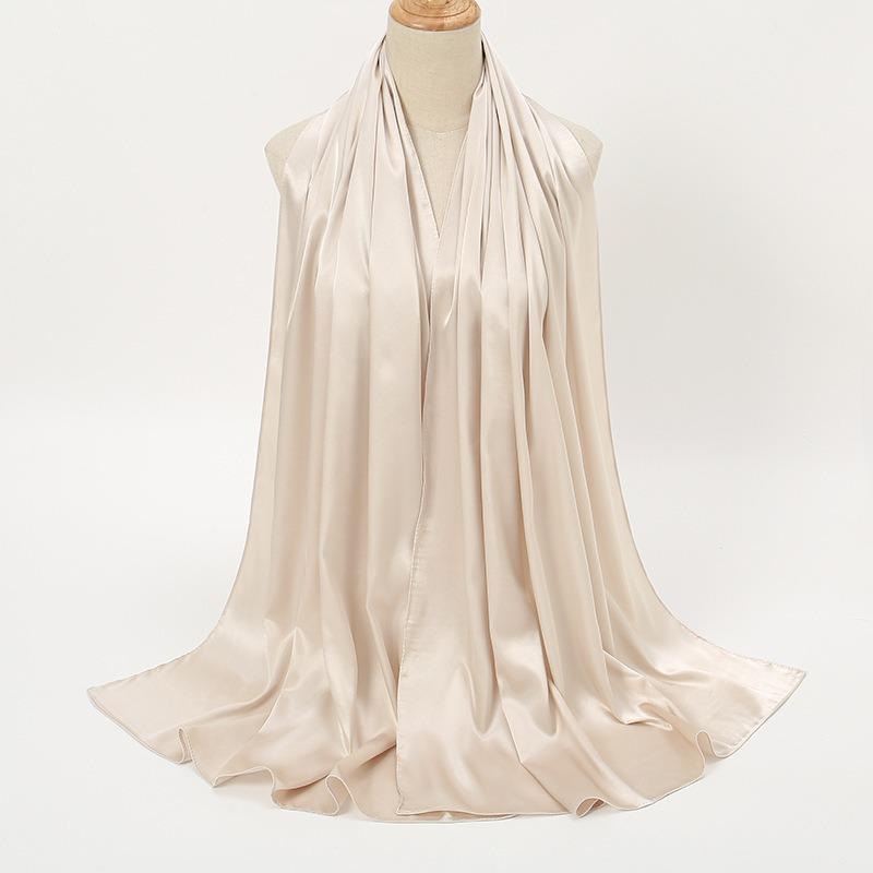 Women's Solid Color Pearlescent Satin Imitation Silk Long Scarf New Monochrome Satin Scarf Women's YW Versatile