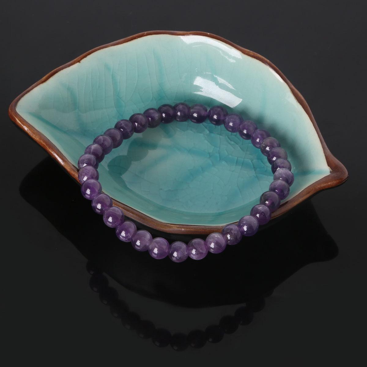 

Модный браслет из натурального камня 6 мм для женщин и мужчин Amythests, бирюзовый агат, браслеты из бисера, браслеты Number 7