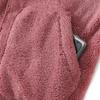 Giacca autunno inverno calda in pile polare con cappuccio a maniche lunghe con cerniera tasche con abbottonatura felpa ispessita cappotto in peluche tinta unita