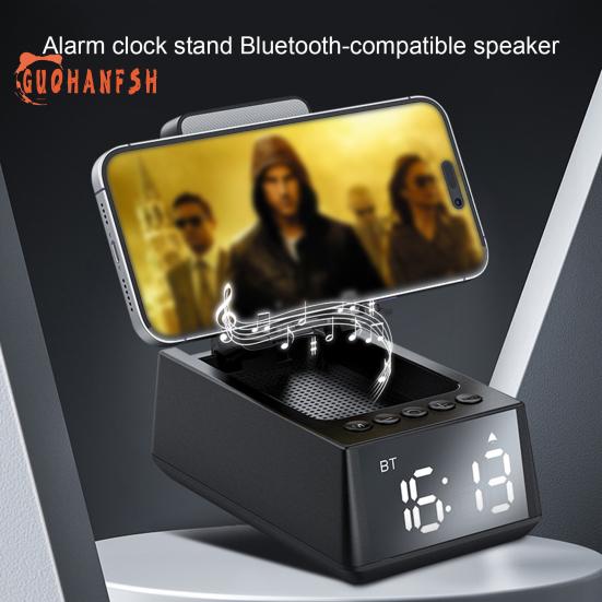 Speaker Bluetooth-compatible with Phone Stand LED Display Alarm Clock HD-compatible Sound Multi-functional Speaker