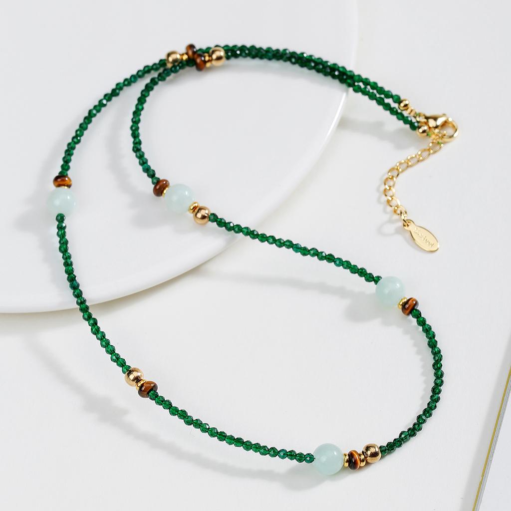 Natural Crystal Necklace, Cut Surface, Spinel, Bead Necklace, Bohemian Collarbone Chain, Jewelry