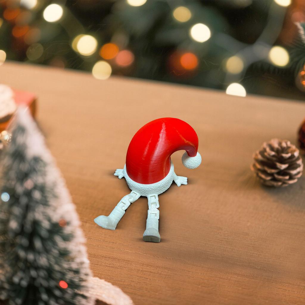 3D Printed Articulated Hands And Feet Christmas Hat, Christmas Decoration Model, Home Desktop Gift